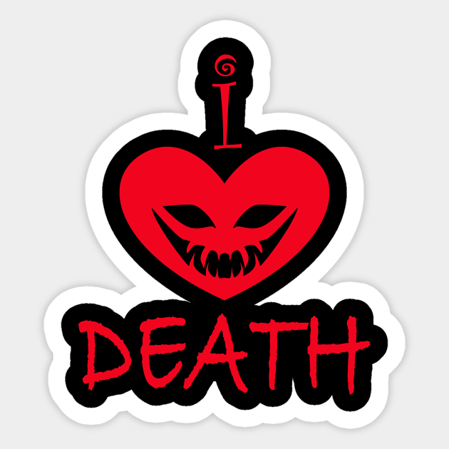I Heart Death Sticker by Wickedcartoons